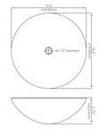 Diagram of Tartaruga Dope Round Glass Vessel Sink Hand Painted Black And Silver Tempered Glass For Above Counter Install