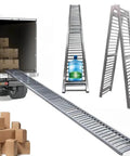 Compact Industrial Gravity Roller Conveyor For Truck Trailer Unload Loads Easy Foldable Design Stainless Steel Slide Rustproof And Durable Light Duty Logistics Tool W 20 In L 9.8 Ft Perfect For Warehouses with boxes.