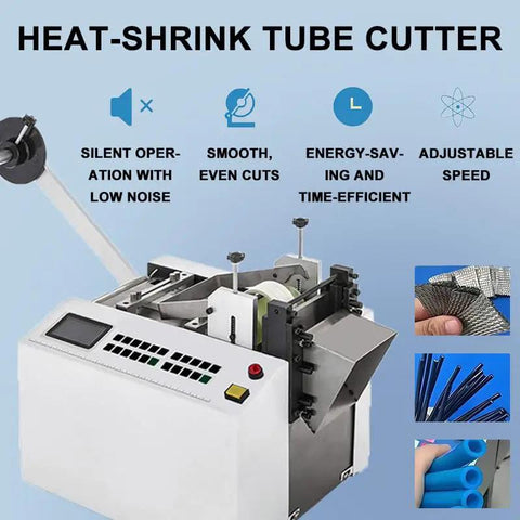 Killer Speed Automatic Electric Tube Cutter With Crisp Lcd Panel For Fast Precision Cuts Through Rubber Plastic Heat Shrink Tubing Industrial Grade Built Tough Slick Operation Gear, showing adjustable speed settings.