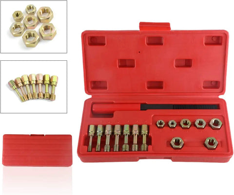 15-Piece Metric Thread Chaser Set For Repair And Re-Tapping Damaged Metal Threads With 7 Dies, 7 Taps, 1 Restorer File In Blow-Molded Box