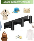 Heavy Duty Stainless Steel Wall Mounted Coat Rack With 3 Hooks Built To Last In Black Finish for holding various items.