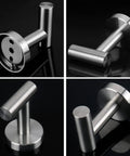 304 Stainless Steel Towel Hooks And Robe Hooks Wall Mounted With Brushed Nickel Finish Heavy Duty Coat Hooks For Bathroom Kitchen Living Room Hotel Garage Rustproof Durable 4 Pack - close-up and side views