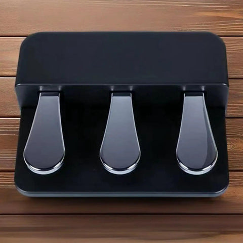 Three Pedal Sostenuto Sustain Pedal Board For MIDI Controllers And Digital Pianos, Silent Soft Action, sleek design top view