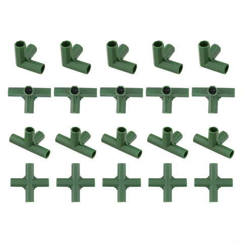 20 Pcs Heavy Duty PP Garden Frame Connectors For 11mm PVC Pipe Structures Outdoor Flower Stand Fittings Greenhouse Bracket Joints DIY Assembly Kit Weatherproof Durable Pro Grade Mixed Pack