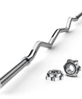 47 Inch EZ Curl Bar With Curved Shaft For Hip Thrusts Squats And Lunges 1 Inch Weight Plates Compatible With 2 Star Collars