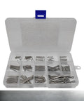 Stainless Steel 304 Cotter Pin Set, 150-Piece Assortment Kit From M1 To M3, Rust Resistant For Mechanical Fastening And Industrial Applications, Includes Durable Storage Box And Organized Compartments; open organizer with assorted cotter pins