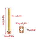 Ten Pack M6 X 60mm Barrel Nut And Bolt Set For Furniture Gold Galvanized Hex Head And Shaft Carbon Steel Universal Hardware Kit Built To Last Easy Install. Close-up of a bolt and nut with measurements.
