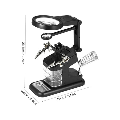 Usb Soldering Station With Led Magnifying Lamp And Adjustable Third Hand Clamp For Electronics Repair Lighted Desk Magnifier