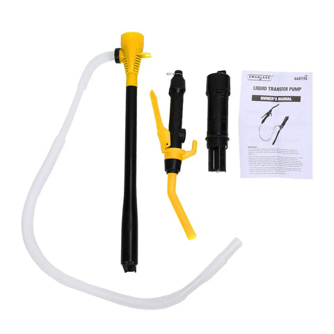 Compact Mingzhe Emergency Fuel Extractor Pump For Gasoline Transfer Handles Kerosene With Ease tool set with yellow and black siphon pump.