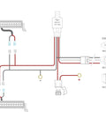 Wiring diagram for Off Road LED Light Bar Wiring Harness with 40A Relay Inline Fuse, On Off Switch, and Two Lead Wires.