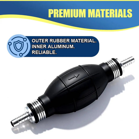 Heavy Duty 4 Pack Fuel Primer Bulbs Universal 8Mm Engine Bleeding Kit For Quick Gas Transfer Auto Marine Build Rubber Composite Drop In No Nonsense Swap Smooth Operation showcasing a rubber fuel primer with metal ends.