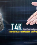 Pocket Powerhouse 4000 Lumen Keychain Flashlight With Type C Rechargeable Battery shown in hand demonstrating size