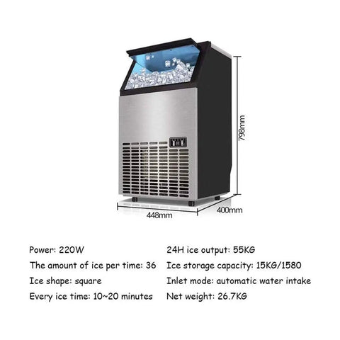Top Shelf Countertop Nugget Ice Maker Chilling 120 Pounds Daily With Solid 33 Pound Storage Smooth Operator Vibe side view showing ice compartment.