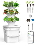 18 Plant Hydroponic Growing System Kit With Tower Indoor Garden 10 Liter Large Capacity Water Tank Circulation For Soilless Veggies And Fruits 3 Tiers For Fast 30 Day Harvest, showing a vertical garden with accessories