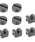8-pack rubber jack pads for car lift; pinch-weld protectors with V-groove and round pads (2.95" & 2.48")