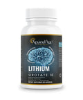 Bottle of Lithium Orotate 10mg with Magnesium Taurate and L-Tryptophan for brain health, mood support, and immunity, made in USA