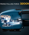 Close-up of the heavy duty electric strapping machine with strong pulling force 3200N and adjustable components.