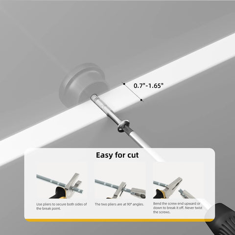 Close-up showing installation instructions with pliers for 18 Pack Black Cabinet Knobs Zinc Alloy Round Drawer Knob 1-5/8 Inch