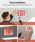 Six Pack Red LED Exit Signs Double Sided With 90 Minute Battery Backup For Emergency Exits High Visibility 6 Inch letters, back mount install