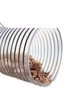 Heavy Duty Crush Proof Vacuum Hose That Delivers Serious Suction For Shop Vacuums And Dust Collectors Fifty Millimeter Clear Pvc Suction Tube Two Meters Long with sawdust inside.