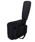 Portable Coffee Maker Carrying Bag With Padded Insulation And Multiple Pockets, shown open with visible interior padding