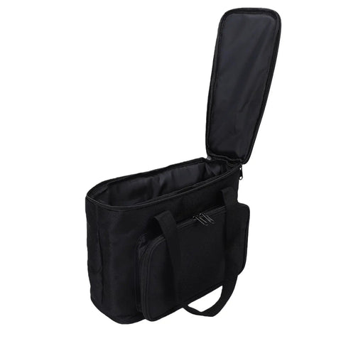 Portable Coffee Maker Carrying Bag With Padded Insulation And Multiple Pockets, shown open with visible interior padding