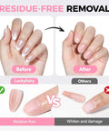 Before and after using 15g Semi Solid Nail Glue For Press Ons With 10ml Glue Remover Quick Dry Extra Strong Bond No Lamp Needed