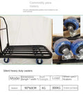 Beefy Heavy Duty Platform Truck Cart With Flatbed Rugged Steel Powder Coated Finish Easy Assembly Built For Moving Heavy Loads In Garages Workshops And Warehouses, 90x60 cm, 300 kg, blue casters