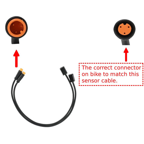 Electric Bike Brake Cutoff Sensor Kit With 3 Pin Waterproof Connector And Indicator Light For Ebikes, EScooters, And Motorcycles, Instant Power Shutoff On Brake Activation, Weatherproof Sensor Cable Set showcasing connector.