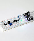 Totally Upgraded Electronics Fun Kit With Power Supply Module And Jumper Wires Precision Potentiometer 830 Tie Points Breadboard Compatible With Arduino And STM32 Over 300 Components Tutorials And Datasheet Included showing components on breadboard