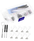 All In One Glasses Repair Kit Set With Assorted Screws Nose Pads Mini Screwdrivers And Accessories For Quick On The Go Eyewear Fixes At Home Or Travel Anywhere displayed with tools
