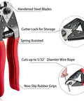 Cable cutter for One Eighth Inch 304 Stainless Steel Wire Rope Kit 100 Feet With Loop Sleeves And Thimbles Seven By Seven Aircraft Cable