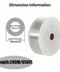 Heavy Duty Polyurethane Air Hose 0.24 Inch OD X 0.16 Inch ID shown with dimensions, 200M length for garage applications.