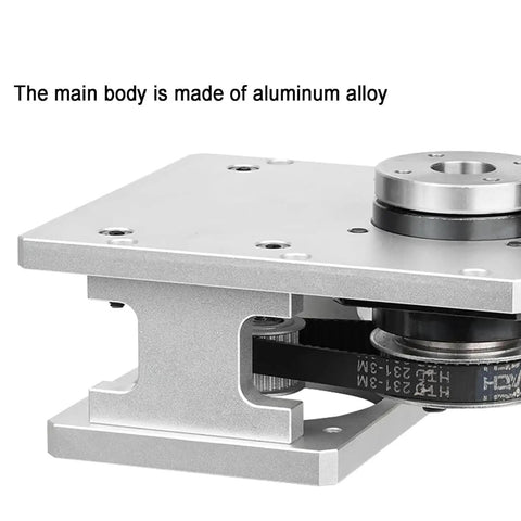 Heavy Duty Hollow Rotary Actuator With Top Shelf Accuracy Rotating Platform For 86 Stepper Motor Adjustable Belt Tension Quick Install Setup Runs Smooth Positioning Industrial Grade aluminum body with belt tension mechanism.