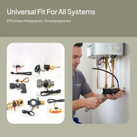 Water Heater Flow Sensor Switch Kit With Turbine Flow Meter And Hall Effect Sensor Direct Replacement No Fuss Easy Install Energy Efficient Flow Rate Monitor For Accurate Home Plumbing, installed on water heater