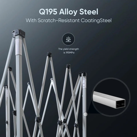 Q195 alloy steel frame of No Fuss Easy Setup 10x10 Pop Up Canopy Tent With No Sidewalls, Instant Portable Gazebo For One Person.