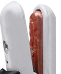 Close-up of Heavy Duty Welding Clamp Electrode Holder showing copper grooved jaws and insulated grip for stick welding.