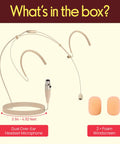 Dual Over-Ear Headset Mic For Presentations With Omni-Directional Condenser Pickup, 4-Pin Mini XLR, Beige, 3.9 ft Cable, Windscreen