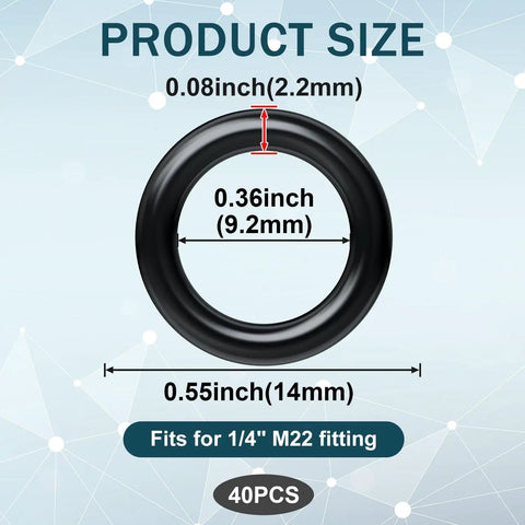 40 Pack Power Pressure Washer O Rings For 1 Quarter Inch And M22 Quick Connect Coupler Garden Hose O Ring dimensions