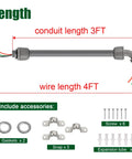 4 Foot Liquid Tight Conduit Kit with 1/2 Inch Pre-Wired Electrical Whip and accessories including screws and gaskets for outdoor HVAC wiring.