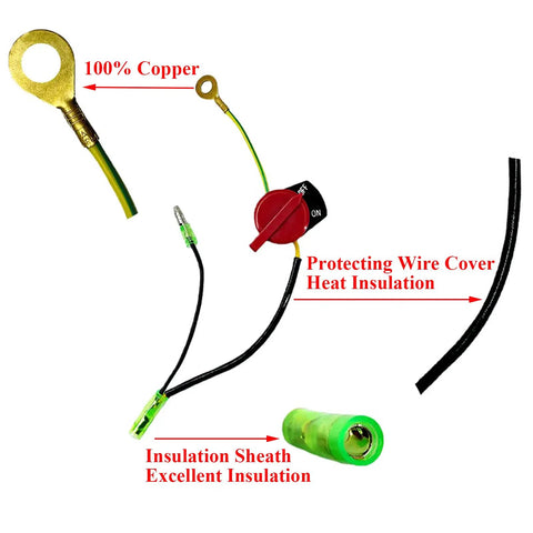 12 Pack Engine On Off Kill Switch For Champion Predator Firman Honda And Clones GX160 GX200 GX240 GX270 GX340 GX390 Replacement Parts Durable Universal Fit For Small Engines, 3-wire copper lead