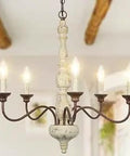 Five Light Rustic Farmhouse Chandelier With Imitation Wood Finish In French Country Style for dining rooms and bedrooms