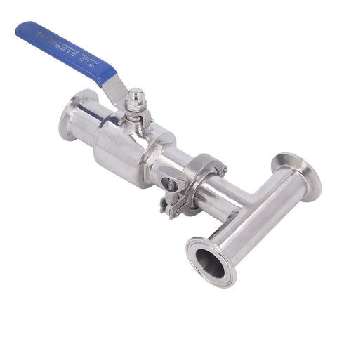 Heavy Duty Clamp Ball Valve With 304 Stainless Steel Body For Quick Grab Installation And Smooth Plumbing Flow Control visible with blue lever.