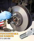 Straight Up Heavy Duty 5 Pack Car Wheel Studs And Steel Lug Bolts 44 Mm Long shown during brake installation on vehicle.
