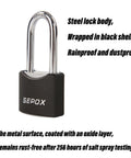 All Weather Outdoor Padlock Set Keyed Alike, steel lock with black shell, waterproof and rust resistant