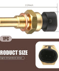 Engine Coolant Temperature Sensor For Delphi III Brass Body Water Temperature Sensor With High Temperature Resistance OEM Numbers 15404280 12191170 60811520 12608814 Durable Plastic Alloy Sensor For Auto Engine Cooling System, size 2.24 x 0.67 inches, brass and black plastic, front and connector view