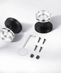 Two Pack Glass Black Dummy Door Knobs With Crystal Clear Interior Trim, Round vintage Style Matte Black Dummy Door Handle for DIY install