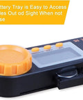 Dead On Accurate Digital Angle Finder With Bright Led Display And Spirit Level No Fuss 5 Inch Pocket Protractor showing battery tray detail.