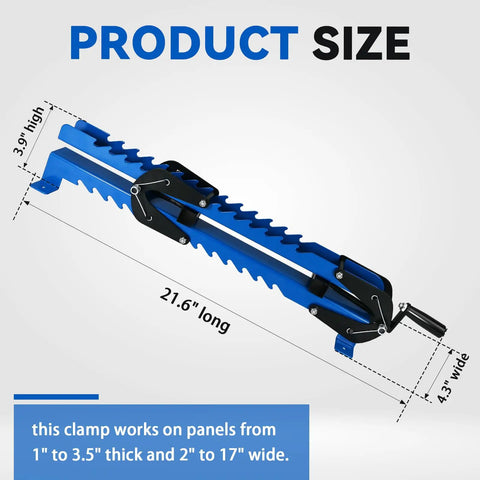 Two Pack 19 Inch Panel Clamps For Woodworking Adjustable From 2 To 17 Inch Wide Panels And 1 To 3 And A Half Inch Thick Boards Heavy Duty Steel With Scissor Couplings For Bonding Tabletops Wide Doors And Cabinet Countertops, 21.6 in long