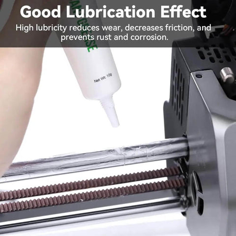Applying lubricant grease to Ender 3 printer rail to enhance performance. Thermal Grease And Lubricant Grease For Ender 3 Series 3D Printers.